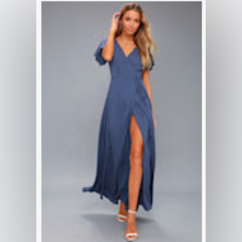 Lulu's Elegant Blue Maxi Dress - Picture 4 of 4